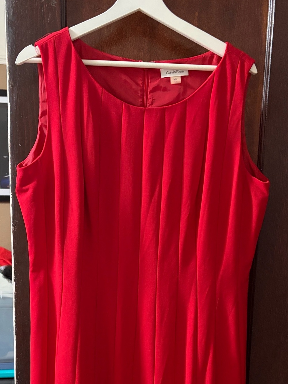 Calvin Klein Red Sleeveless Flare Dress